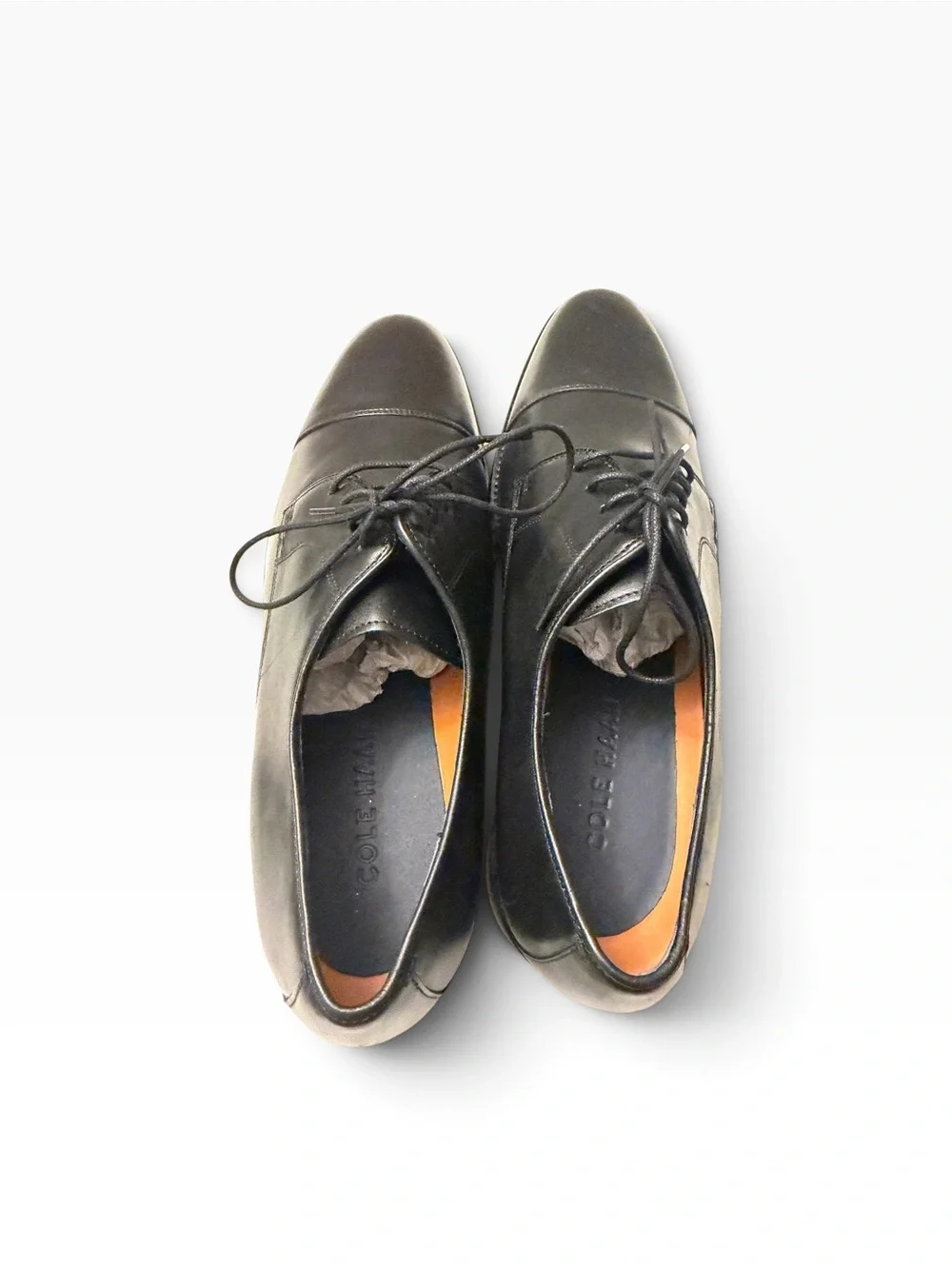 Cole Haan Black Leather Cap-Toe Derby Shoes, like new, SZ12